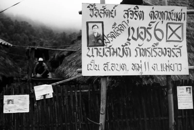thai election sign in akha village