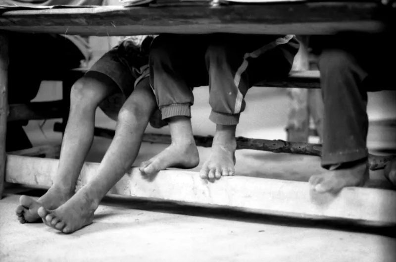 akha kids at school close up legs