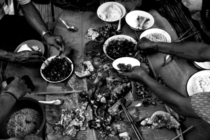 close up on dinner after ritual