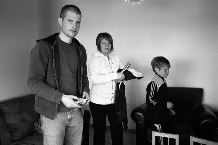 Viktor with his mom and little brother