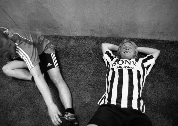 lads joke on football pitch