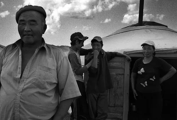 mongolian family by ger tent