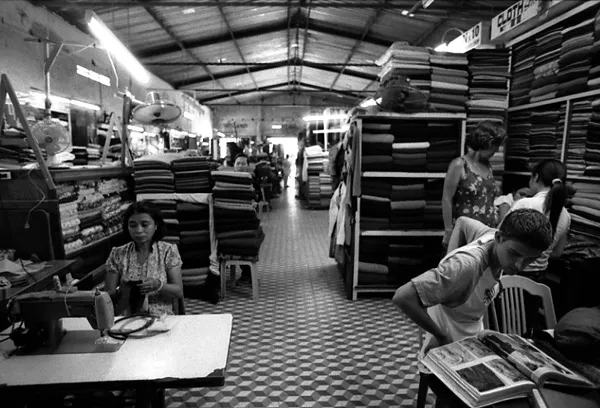 tourist chooses the dress