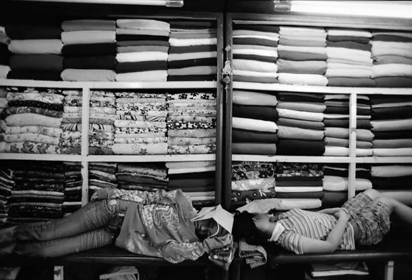 girls workers sleep at work